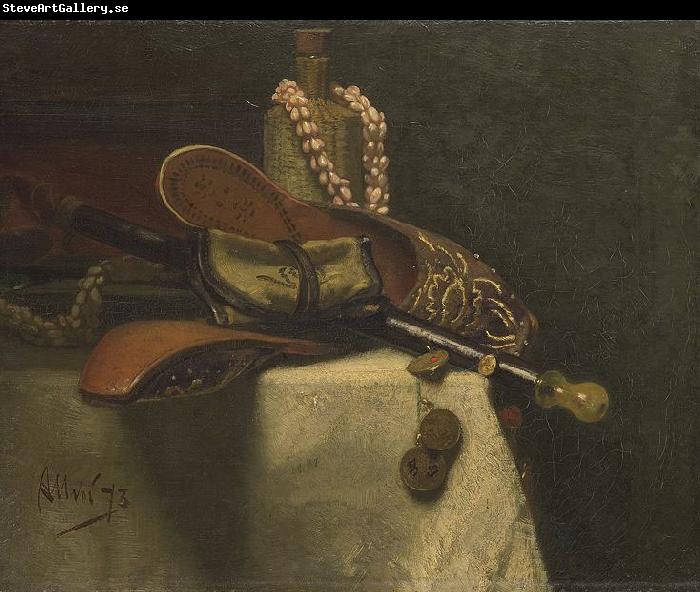 August Allebe Still life with eastern slippers